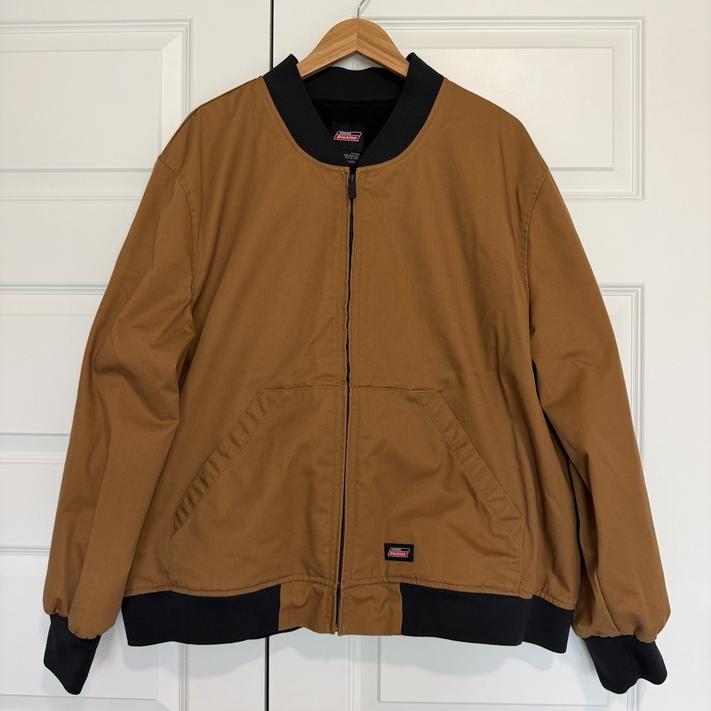Dickies Mens XXL Brown Lightweight Work Jacket Bomber Style Full Zip